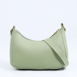 Сумка-багет на молнии, цвет мятный