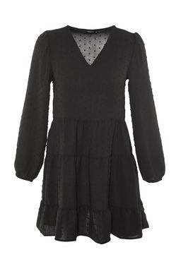 Trendyolmilla Siyah Mini Genis Kesim Dokulu Volanl? Dokuma Elbise TWOAW23EL01479