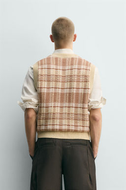 JACQUARD KNIT CHECKS WAISTCOAT - Zara фото 11