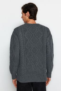 TRENDYOL MAN Beyaz Oversize Genis Kal?p Bisiklet Yaka Sac Orgulu Triko Kazak TMNAW23KZ00280 - Trendyolmilla фото 13