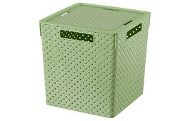 Коробка для хранения квадратная 23 л 29,4*29,4*30,1 см Береста с крышкой светло-олив. (6823144) - Elan gallery фото 4