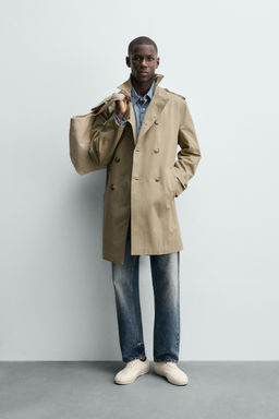 TRENCH CRUZADO REGULAR FIT / Beige