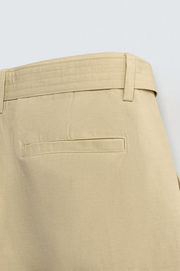 COTTON-LINEN BERMUDA SHORTS WITH BELT - Zara фото 9
