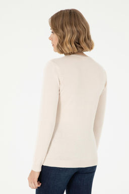 Женский базовый свитер кремового меланжевого цвета Неожиданная скидка в корзине - U.s. polo assn фото 5