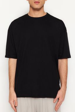 TRENDYOL MAN Siyah Oversize/Genis Kesim Sanatsal S?rt Bask?l? Orme T-Shirt TMNSS23TS00151 - Trendyolmilla фото 7