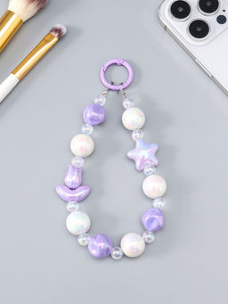 Брелок на карабине "Тюльпаны и звёзды" сиренево-перламутровый 11х4х1,5 см