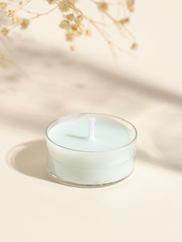 Цена за 3 шт. Чайная свеча ароматическая «Круглая» светло-голубая, древесный, 3.8×3.8×1.8 см