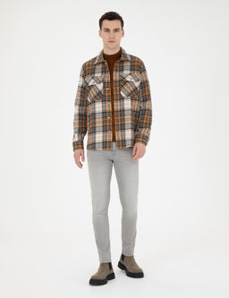 A__k Kahverengi Oduncu Oversize Uzun Kollu G_mlek