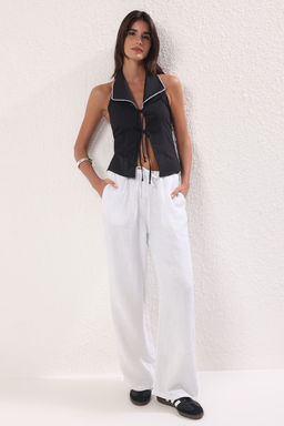 Trendyolmilla Siyah Baglama Detayl? Yakal? Dokuma Bluz TWOSS25BZ00496  фото 3