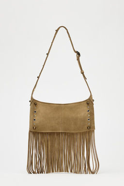 SPLIT SUEDE HANDBAG WITH FRINGING - Zara фото 2