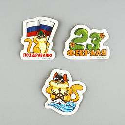 Цена за 2 шт. Набор стикеров 23 февраля, 5?5 см