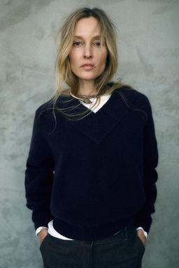 PLAIN KNIT V-NECK SWEATER - Zara фото 7