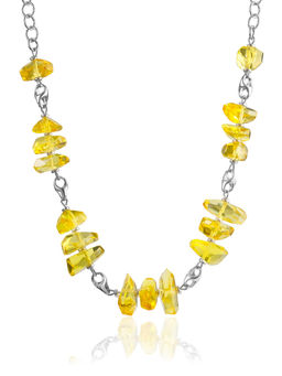 Роскошное колье с гранёным лимонным янтарём