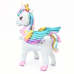 Воздушный шар фольгированный 26" «Единорог с крыльями», под воздух