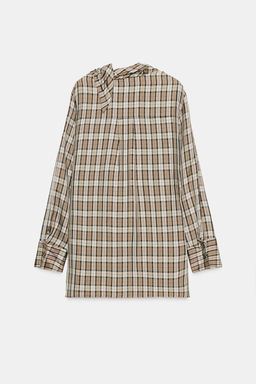 ZW COLLECTION LIMITED EDITION DRAPED CHECK SHIRT - Zara фото 2