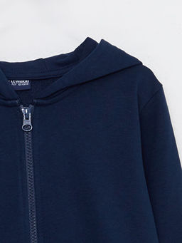 Kap??onlu Basic Uzun Kollu Erkek ?ocuk Fermuarl? Sweatshirt