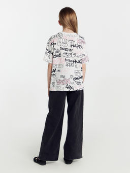 Футболка для девочек белая с принтом граффити - Mark formelle фото 5