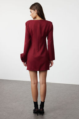 TRENDYOLMILLA Bordo Duz Kesim Gul Detayl? Mini Dokuma Elbise TWOAW25EL00171  фото 4