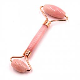 Роликовый массажер из натур камня Розовый кварц для лица высокого качества