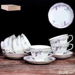 Чайный набор 12 предметов 250 мл на ножке Лаванда / RS/12-FY22003 Grey /уп 8/ - Галеонтрейд фото 3