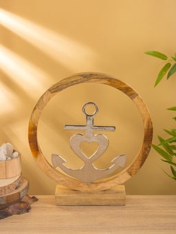 Якорь на подставке, 36×7×39 см, алюминий, дерево