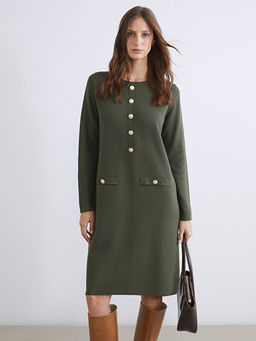 Bisiklet Yaka Triko Elbise