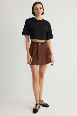 TRENDYOLMILLA Siyah Kemerli Mini Dokuma Sort TWOSS24SR00050 фото 2