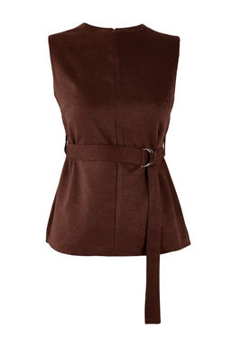 Kahverengi Kemerli Dokuma Suet Bluz TWOSS26BZ00090