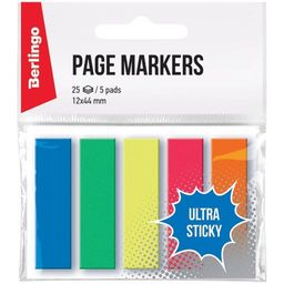 Закладки самоклеящ. Berlingo "Ultra Sticky" (LSz_41121) неон 44*12мм, 5цв.*25л.