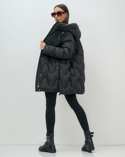 Куртка зимняя женская с капюшоном модная черного цвета 7653Ch - Visdeer фото 12