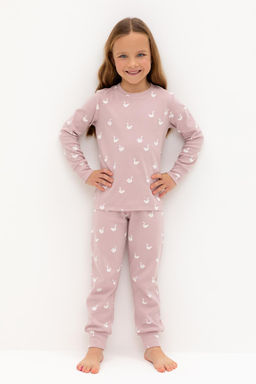 К 1552/розово-сиреневый,лебеди пижама дет
