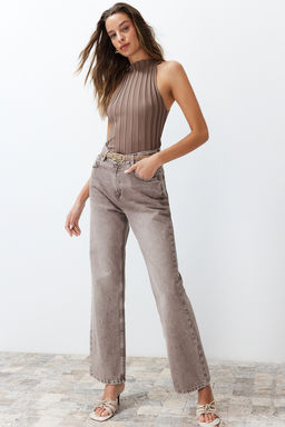 Trendyolmilla Bej Premium Iplik/Ozel Iplik Triko Bluz TWOSS24BZ00275 фото 9