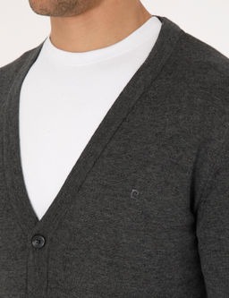 Koyu Gri Melanj Slim Fit Basic D__meli Triko H_rka - Pierre cardin фото 7