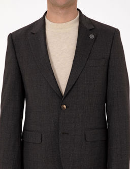Kahverengi Slim Fit Y_n Kar___ml_ Ekose Tak_m Elbise
