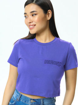 Топ женский кулирка с лайкрой "Кроп-топ" ирис