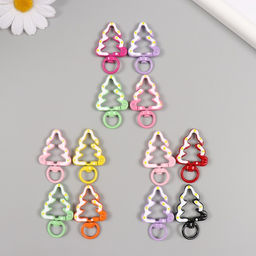 Цена за 4 шт. Карабин металл с кольцом Ёлочка в глазури МИКС 4,3х2,7 см