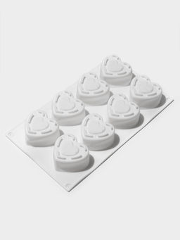 Форма для муссовых десертов Доляна Сердце, силикон, 29?17?4.3 см, 8 ячеек (5.5?6.2?3.5 см), белая  фото 2