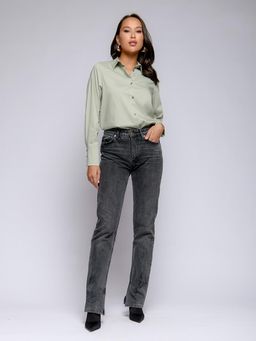 Рубашка фисташкового цвета удлиненная - 1001dress фото 2