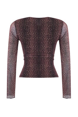 Teen Kahverengi Animal Anvelop Fitted/Vucuda Oturan Orme Bluz TWOAW26BZ00226 - Trendyolmilla фото 6