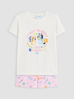 Bluey Bask?l? K?z ?ocuk ?ortlu Pijama Tak?m?