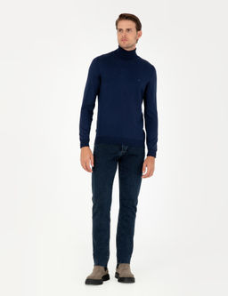 A__k Lacivert Slim Fit Bal_k__ Yaka Basic Triko Kazak - Pierre cardin фото 4