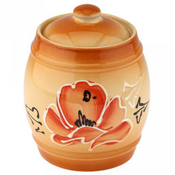 Бочонок керамический "Малый" 1,25л, д14см, h18,5см, "Мак бежевый", с крышкой (Россия)