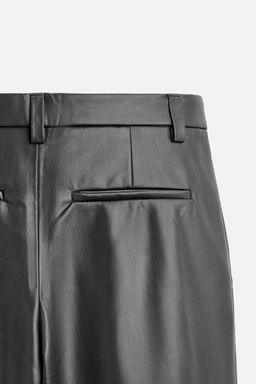 PLEATED FAUX LEATHER TROUSERS - Zara фото 9