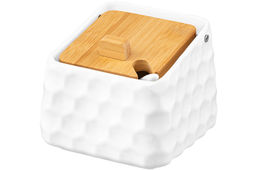 Банка для сыпучих продуктов 750 мл 15*12*10,5 см Соты + ложка + откидная бамбук.крышка - Elan gallery фото 15