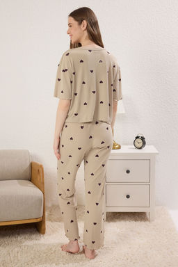Trendyolmilla Mint Kalpli Slogan Lastik Detayl? Fitilli Orme Pijama Tak?m? THMSS24PT00404 фото 4