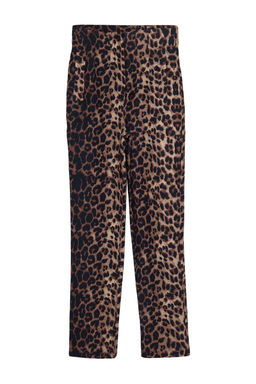 Cok Renkli Cigarette Kal?p Leopar/Animal Desen Yuksek Bel Bilek Boy Dokuma Pantolon TWOSS20PL0515