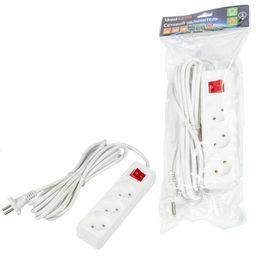 S-CU3-5B WHITE Удлинитель серии Ultra, шнур 5м., 3 гнезда, 10A, б/з. Белый. TM Uniel