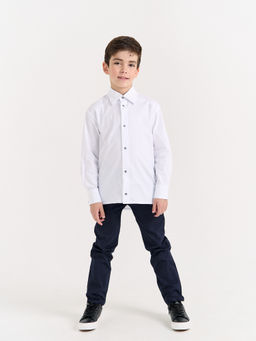 Рубашка свободного кроя Белая для мальчика 7+