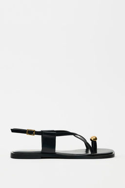 STRAPPY FLAT SLIDER SANDALS WITH METAL EMBELLISHMENT - Zara фото 2
