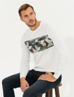 Ekru Slim Fit Bisiklet Yaka Triko Kazak - Pierre cardin фото 2